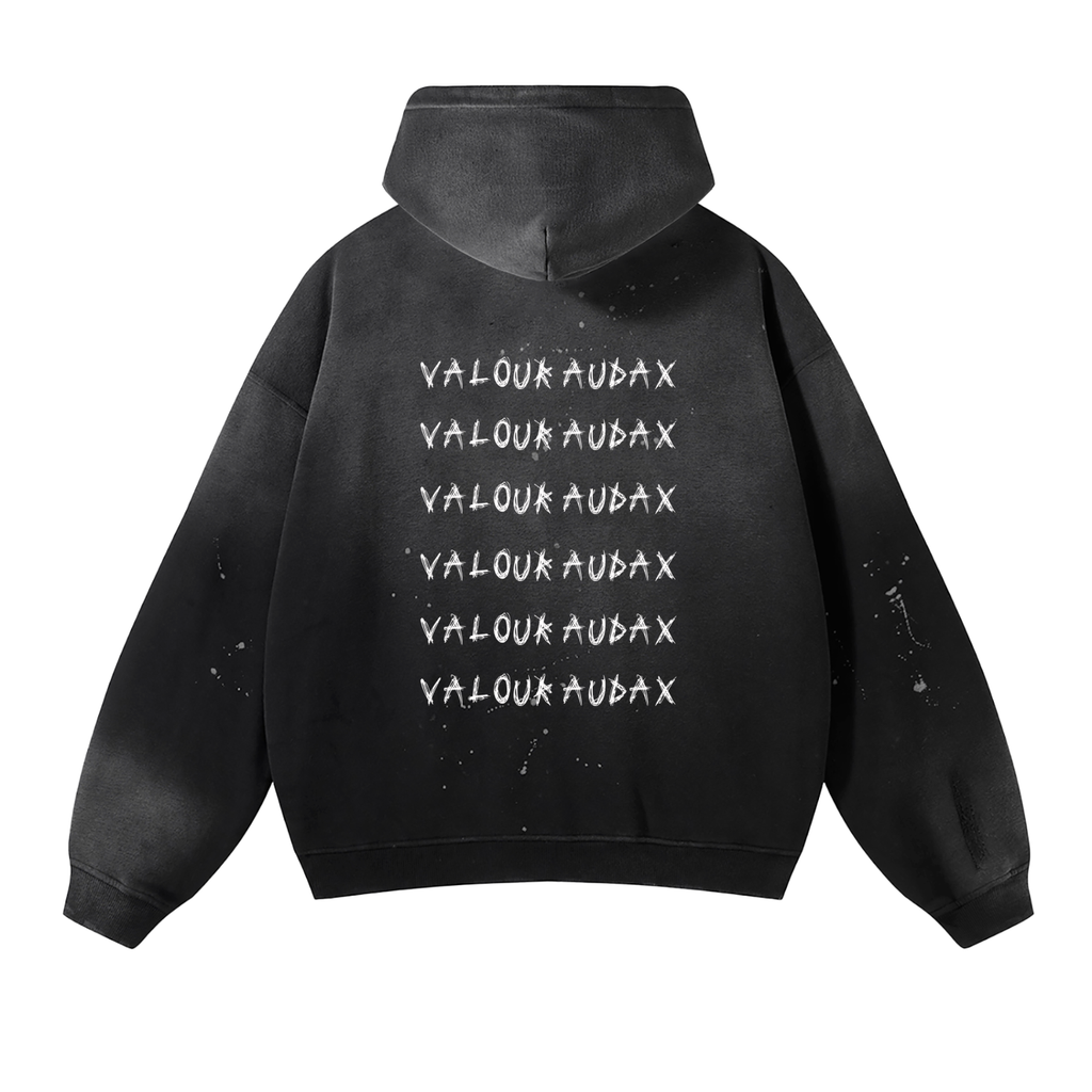 Vintage Washed Frayed Fleece Hoodie